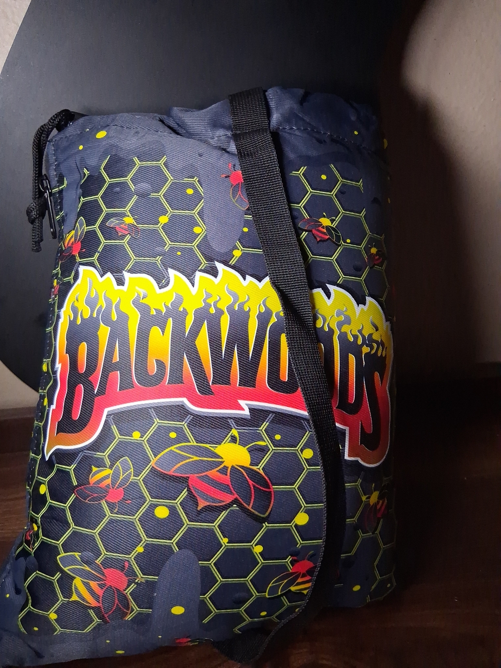 Men’s Packable Sling Bag - Navy with Yellow & Red